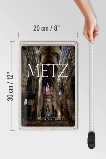 Panneau en étain voyage 20x30cm, cathédrale de Metz France, Destination de voyage 4