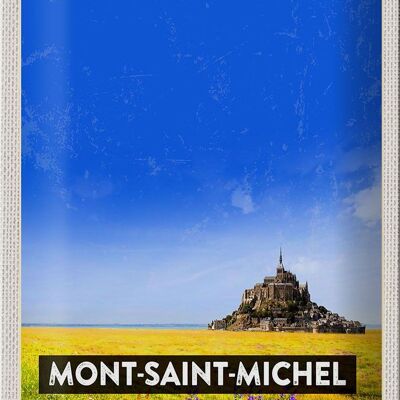 Plaque tôle voyage 20x30cm Mont-Saint-Michel France Cathédrale