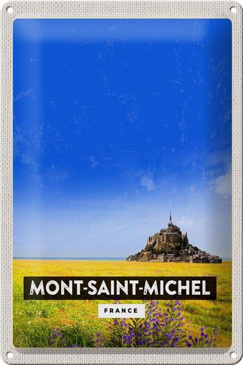Plaque tôle voyage 20x30cm Mont-Saint-Michel France Cathédrale 1