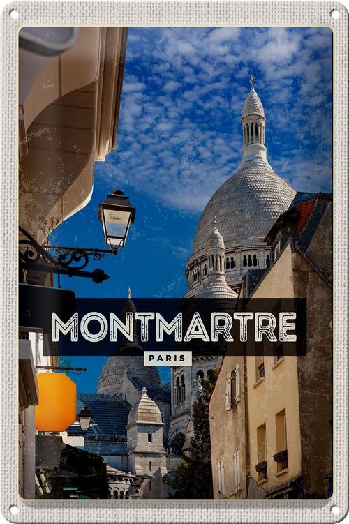 Blechschild Reise 20x30cm Montmartre Paris Hügel Reiseziel