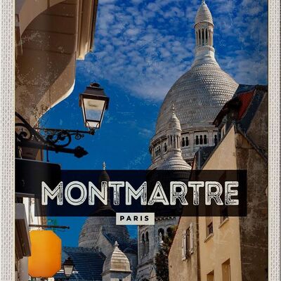 Targa in metallo da viaggio 20x30 cm Montmartre Paris Hills Destinazione di viaggio