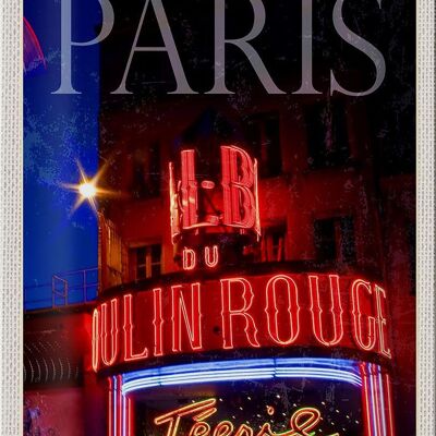 Cartel de chapa viaje 20x30cm Paris Moulin Rouge Varieté