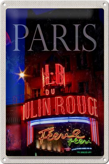 Plaque tôle voyage 20x30cm Paris Moulin Rouge Variété 1