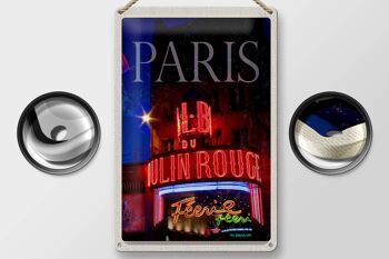 Plaque tôle voyage 20x30cm Paris Moulin Rouge Variété 2