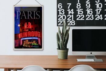 Plaque tôle voyage 20x30cm Paris Moulin Rouge Variété 3