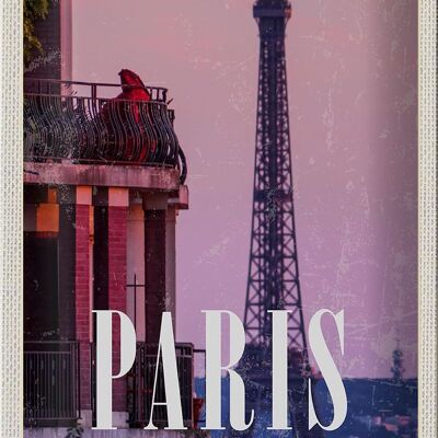 Cartel de chapa Travel 20x30cm París Francia Sunset Tower