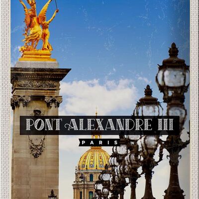 Targa in metallo da viaggio 20x30 cm Pont Alexandre III Destinazione di viaggio di Parigi