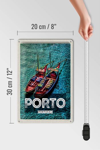 Affiche de voyage en étain, 20x30cm, Porto, Portugal, bateaux de mer 4