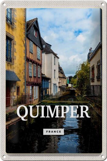 Plaque en tôle voyage 20x30cm Quimper France vieille ville rivière 1