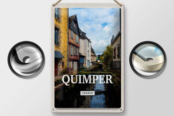 Plaque en tôle voyage 20x30cm Quimper France vieille ville rivière 2