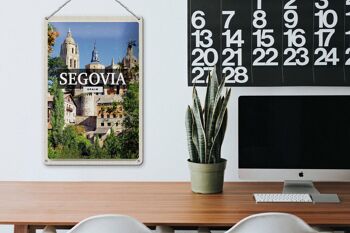 Plaque en tôle voyage 20x30cm Architecture de Ségovie Espagne 3