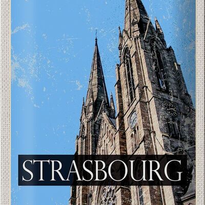Panneau en étain voyage 20x30cm, cathédrale de Strasbourg France