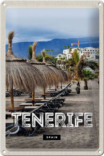 Panneau en étain voyage 20x30cm Tenerife Espagne vacances plage palmiers 1