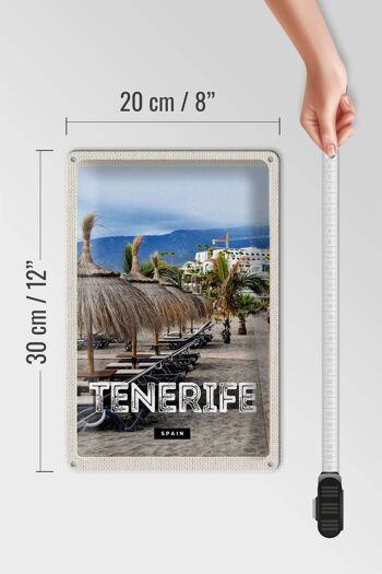 Panneau en étain voyage 20x30cm Tenerife Espagne vacances plage palmiers 4