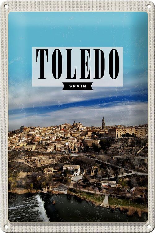 Blechschild Reise 20x30cm Toledo Spain Panorama Stadt Urlaub