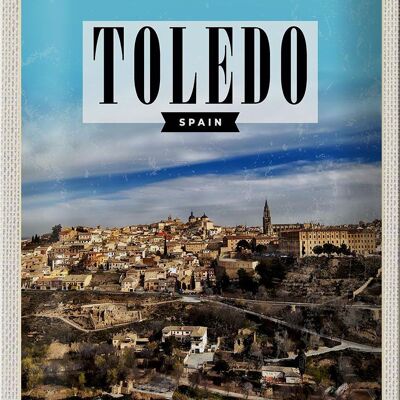 Cartel de chapa de viaje 20x30cm Toledo España Panorama ciudad vacaciones