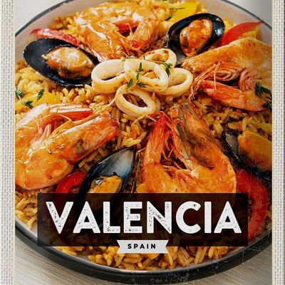 Targa in metallo da viaggio 20x30 cm Valencia Spagna Pesce Frutti di mare