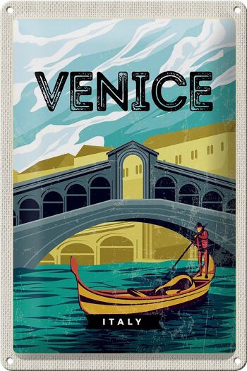 Plaque en tôle voyage 20x30cm Venise Italie photo pittoresque 1