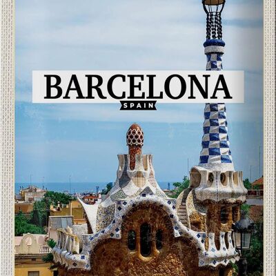 Blechschild Reise 20x30cm Barcelona Spain urlaubsort Meer