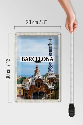 Panneau en étain voyage 20x30cm Barcelone Espagne station balnéaire mer 4