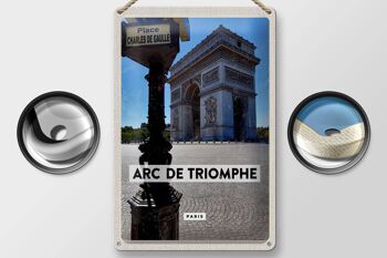 Panneau de voyage en étain, 20x30cm, Arc de Triomphe, Paris, vue latérale, décoration 2