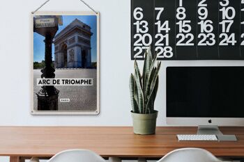 Panneau de voyage en étain, 20x30cm, Arc de Triomphe, Paris, vue latérale, décoration 3