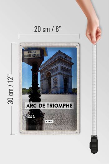 Panneau de voyage en étain, 20x30cm, Arc de Triomphe, Paris, vue latérale, décoration 4