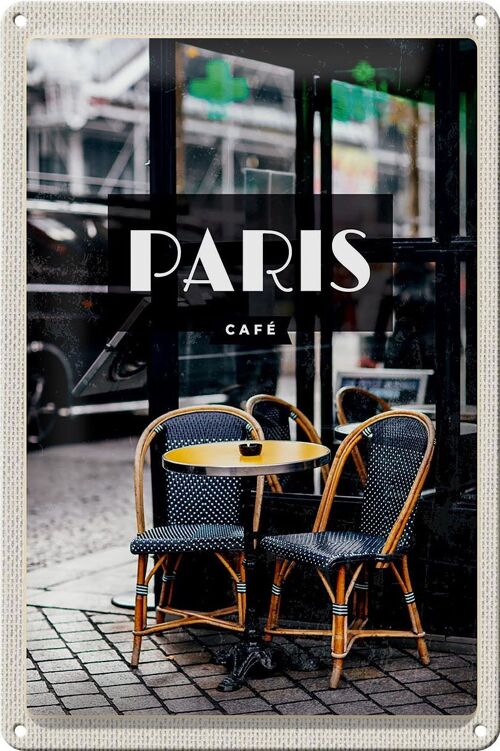 Blechschild Reise 20x30cm Paris Cafe Retro Reiseziel Poster