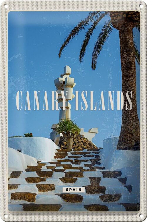 Blechschild Reise 20x30cm Canary Islands Spain Urlaub Palmen