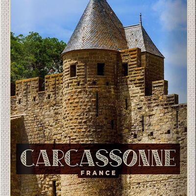 Targa in metallo da viaggio 20x30 cm Carcassonne Franca Patrimonio dell'Umanità