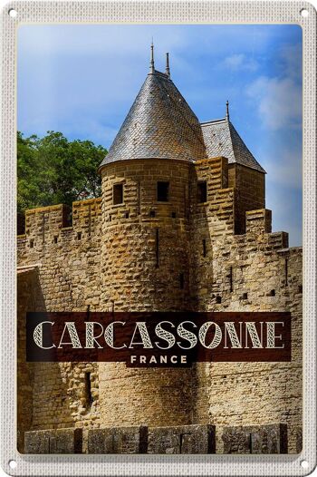 Plaque en tôle voyage 20x30cm Carcassonne Franca Site du patrimoine mondial 1