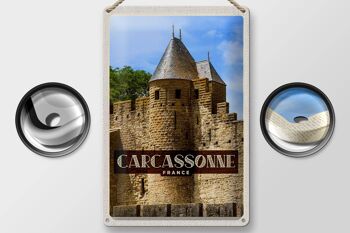 Plaque en tôle voyage 20x30cm Carcassonne Franca Site du patrimoine mondial 2