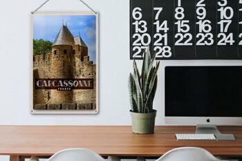Plaque en tôle voyage 20x30cm Carcassonne Franca Site du patrimoine mondial 3