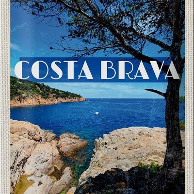 Blechschild Reise 20x30cm Costa brava Spain Meer Berge Urlaub