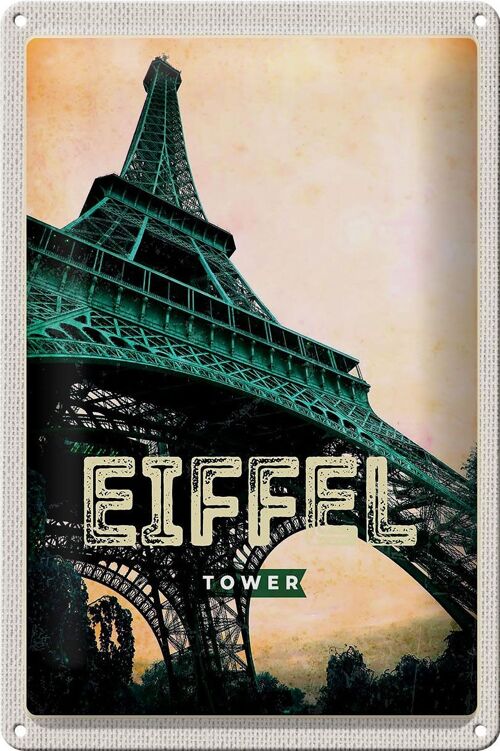 Blechschild Reise 20x30cm Eiffel Tower Retro Bild Reiseziel