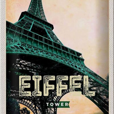 Targa in metallo da viaggio 20x30 cm Torre Eiffel Immagine retrò Destinazione di viaggio