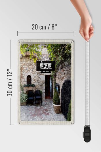 Plaque tôle voyage 20x30cm Eze France maison en pierre architecture 4