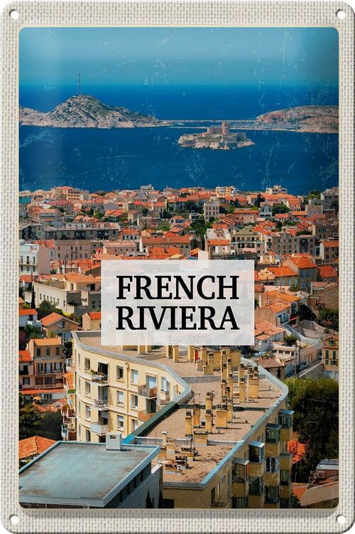 Blechschild Reise 20x30cm French Riviera Meer Panorama Urlaub