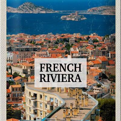 Blechschild Reise 20x30cm French Riviera Meer Panorama Urlaub