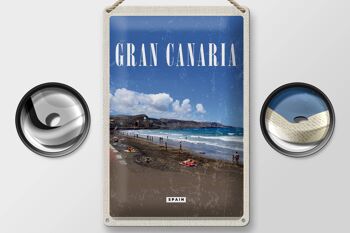 Signe en étain voyage 20x30cm Gran Canaria espagne mer plage rétro 2