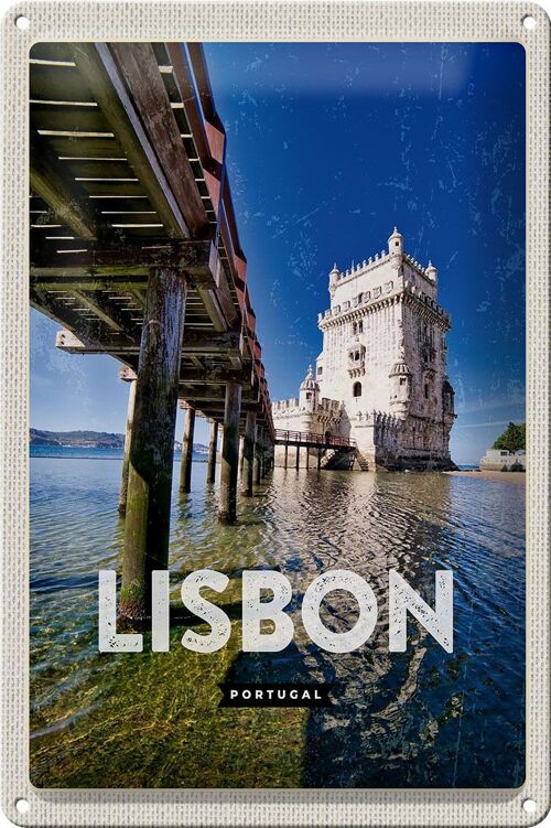 Blechschild Reise 20x30cm Lisbon Portugal Meer Reisezirl Urlaub