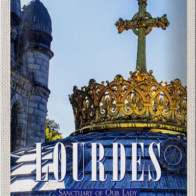 Plaque en tôle voyage 20x30cm Lourdes Sanctuaire Notre-Dame Cadeau