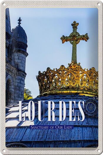 Plaque en tôle voyage 20x30cm Lourdes Sanctuaire Notre-Dame Cadeau 1