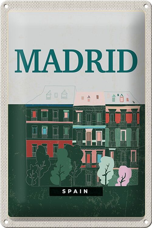 Blechschild Reise 20x30cm Madrid Spain Errinerungen Retro