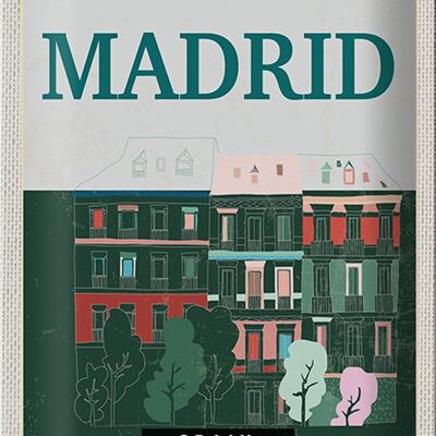 Cartel de chapa Viaje 20x30cm Madrid España Recuerdos Retro