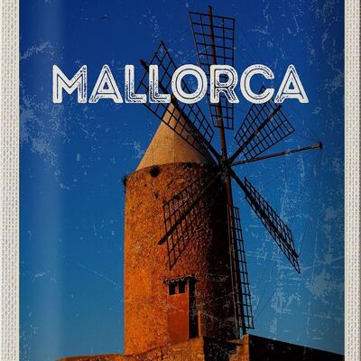 Cartel de chapa de viaje 20x30cm Mallorca España Retro Molino de viento