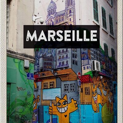 Plaque en tôle voyage 20x30cm Marseille France destination de voyage