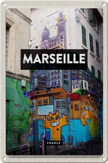 Plaque en tôle voyage 20x30cm Marseille France destination de voyage 1