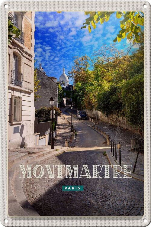 Blechschild Reise 20x30cm Montmartre Paris Straße Schild