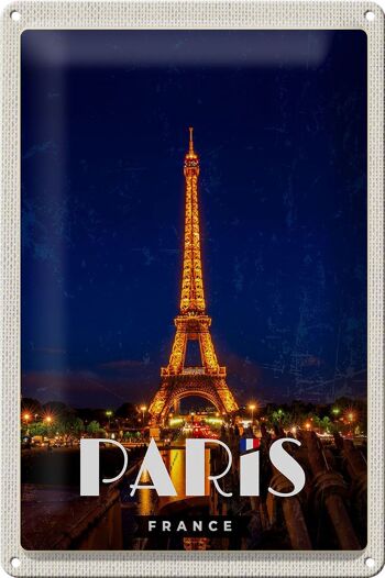 Panneau de voyage en étain, 20x30cm, Paris, France, tour Eiffel, veilleuses 1